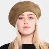 Fashnzfab Stretchy Solid Beret Hat In Brown
