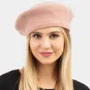 Fashnzfab Stretchy Solid Beret Hat In Pink