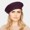 Fashnzfab Stretchy Solid Beret Hat In Purple