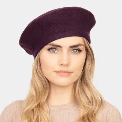 Fashnzfab Stretchy Solid Beret Hat In Purple