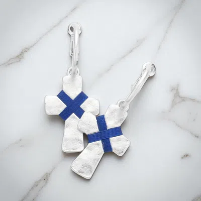 Fashnzfab String Tied Cross Earrings In Multi