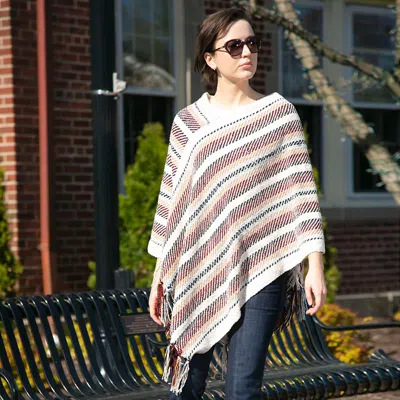 Fashnzfab Stripe Patterned Poncho In Multi