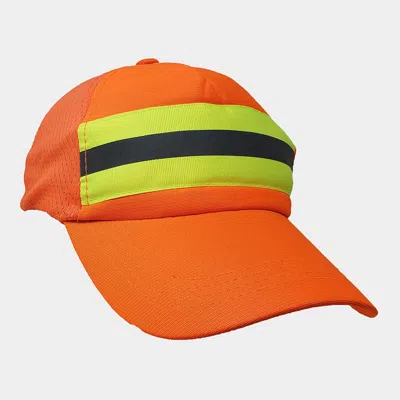 Fashnzfab Stripe Pointed Neon Baseball Cap In Red