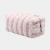 Fashnzfab Stripe Sherpa Pouch Bag In Pink