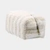 Fashnzfab Stripe Sherpa Pouch Bag In Sand