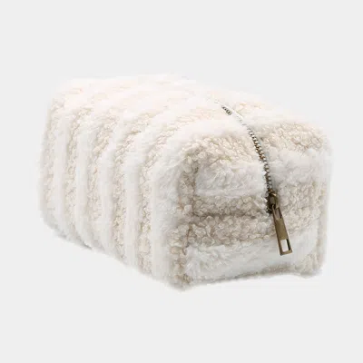 Fashnzfab Stripe Sherpa Pouch Bag In Sand