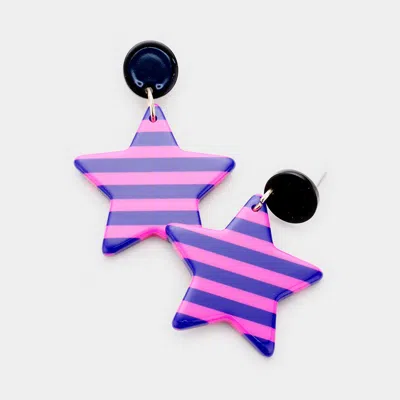 Fashnzfab Stripe Star Dangle Earrings In Multi
