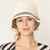 Fashnzfab Stripe Straw Bucket Hat In White