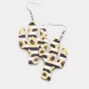 Fashnzfab Stripe Sunflower Print Wood Cactus Earrings - Multi, Yellow In Multi