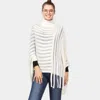 Fashnzfab Stripe Textured Knit Poncho In White