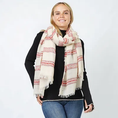 Fashnzfab Stripe Woven Oblong Scarf/shawl In Multi