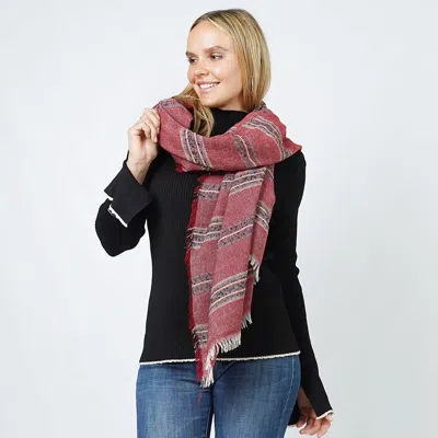 Fashnzfab Stripe Woven Oblong Scarf/shawl In White