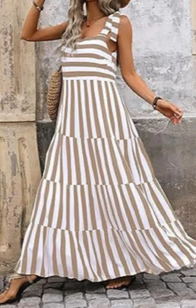 Fashnzfab Striped And Floral Sleeveless Maxi Dress