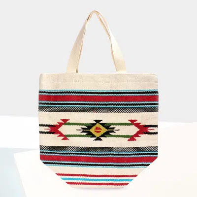 Fashnzfab Striped Boho Patterned Shoulder Bag 15.25" X 15" X 5" In Neutral