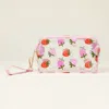 Fashnzfab Striped Bow Cherry Printed Cosmetic Pouch Bag In Multi