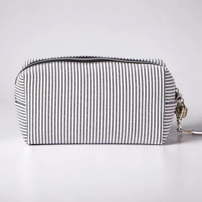 Fashnzfab Striped Bubble Cosmetic Pouch Bag In Black