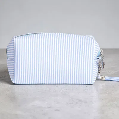 Fashnzfab Striped Bubble Cosmetic Pouch Bag In Blue