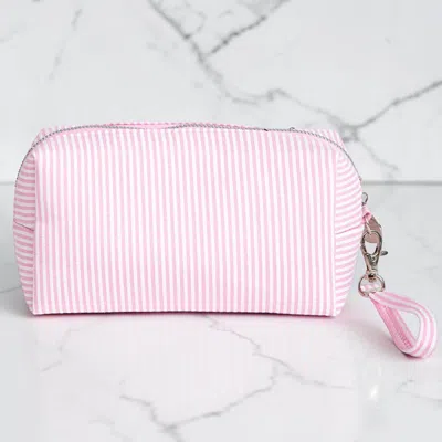 Fashnzfab Striped Bubble Cosmetic Pouch Bag In Pink