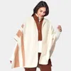 Fashnzfab Striped Button Closure Cape Ruana Poncho In Multi