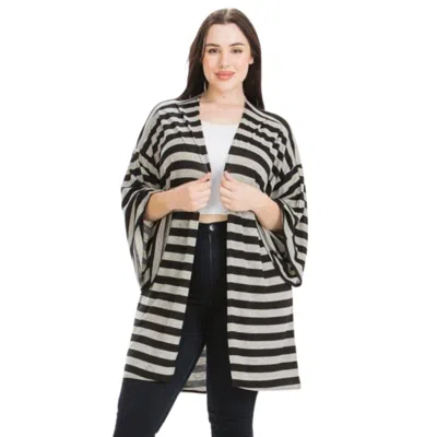 Fashnzfab Striped, Cardigan With Kimono Style Sleeves In Multi