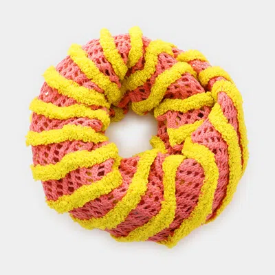 Fashnzfab Striped Fishnet Infinity Scarf In Multi