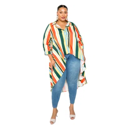 Fashnzfab Striped Hi Low Shirt In Multi