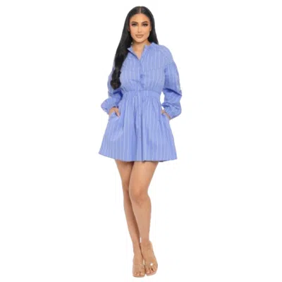 Fashnzfab Striped Mini Dress In Blue