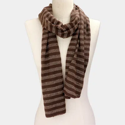 Fashnzfab Striped Oblong Scarf In Brown