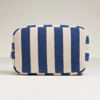 Fashnzfab Striped Pattern Cosmetic Pouch Bag In Blue