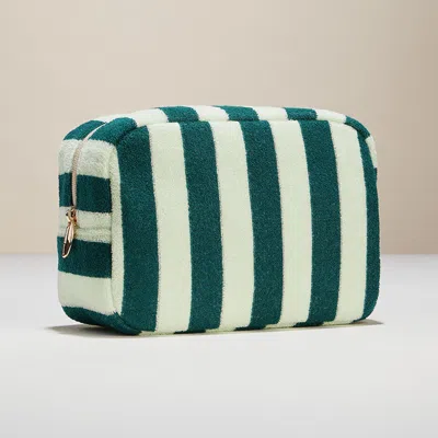 Fashnzfab Striped Pattern Cosmetic Pouch Bag In Blue