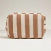 Fashnzfab Striped Pattern Cosmetic Pouch Bag In Brown