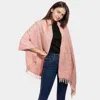 Fashnzfab Striped Pattern Wool Mix Fringe Scarf In Pink