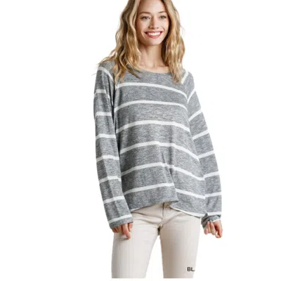 Fashnzfab Striped Round Neck Long Sleeve Top In Multi