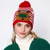 Fashnzfab Striped Rudolph Pom Pom Beanie Hat In Red