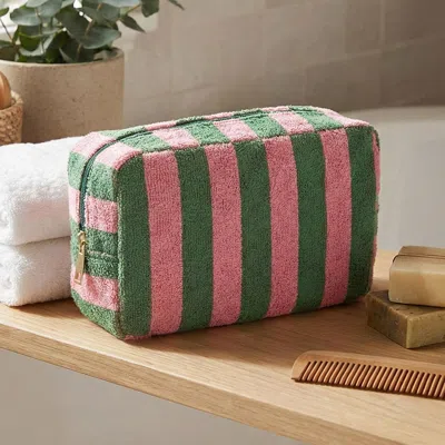 Fashnzfab Striped Terry Cloth Cosmetic Pouch Bag In Multi