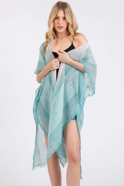 Fashnzfab Striped Two Tone Cover Up Kimono