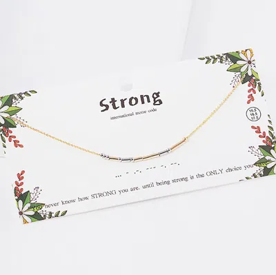 Fashnzfab Strong Message Morse Code Pendant Necklace In Gold
