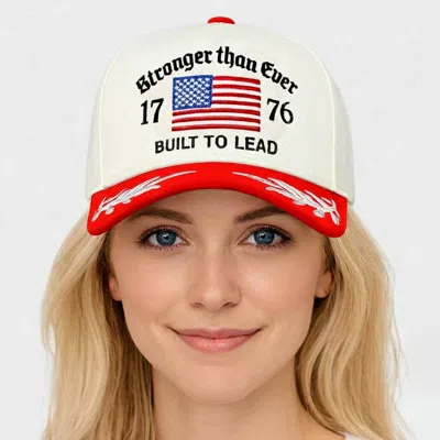 Fashnzfab Stronger Than Ever 1776 American Usa Flag Leaf Embroidered Baseball Cap In Red