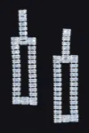 Fashnzfab Structured Rhinestone Drop Earrings In Silver