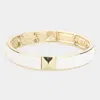 Fashnzfab Stud Accented Stretch Bracelet Gold, White In Multi