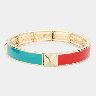 Fashnzfab Stud Accented Stretch Bracelet Multi, Gold