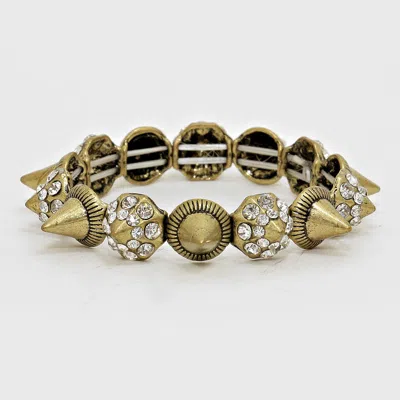 Fashnzfab Stud Stretch Bracelet Clear, Gold Burnished In Multi