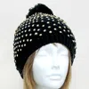 Fashnzfab Studded Acrylic Pom Beanie In Multi