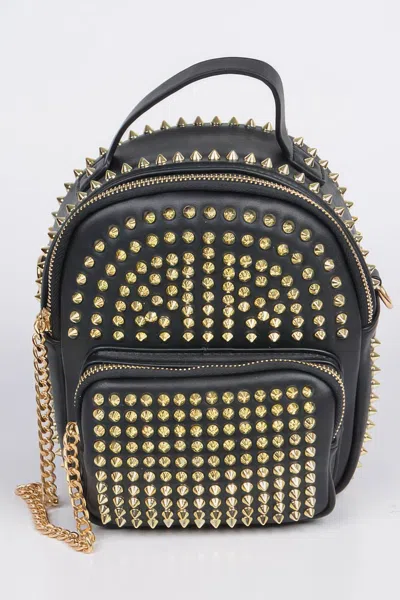 Fashnzfab Studded Backpack With Chain Zippier In Black