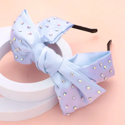 Fashnzfab Studded Bow Headband In Blue