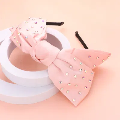 Fashnzfab Studded Bow Headband In Pink
