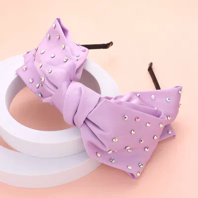 Fashnzfab Studded Bow Headband In Purple