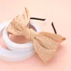 Fashnzfab Studded Bow Headband In Sand