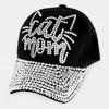 Fashnzfab Studded Cat Mom Message Denim Baseball Cap In Black