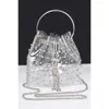FASHNZFAB STUDDED CLEARED TOP HANDLE PVC CLUTCH BAG